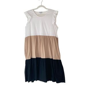 Cristina Vergani Italian Tiered Ruffle Colorblock Summer Dress XL